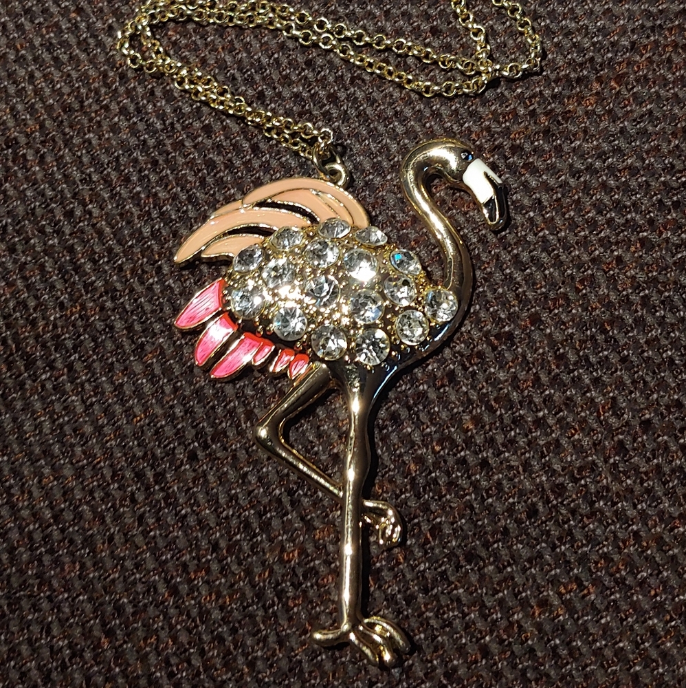 Ann Taylor Long Statement Flamingo Necklace